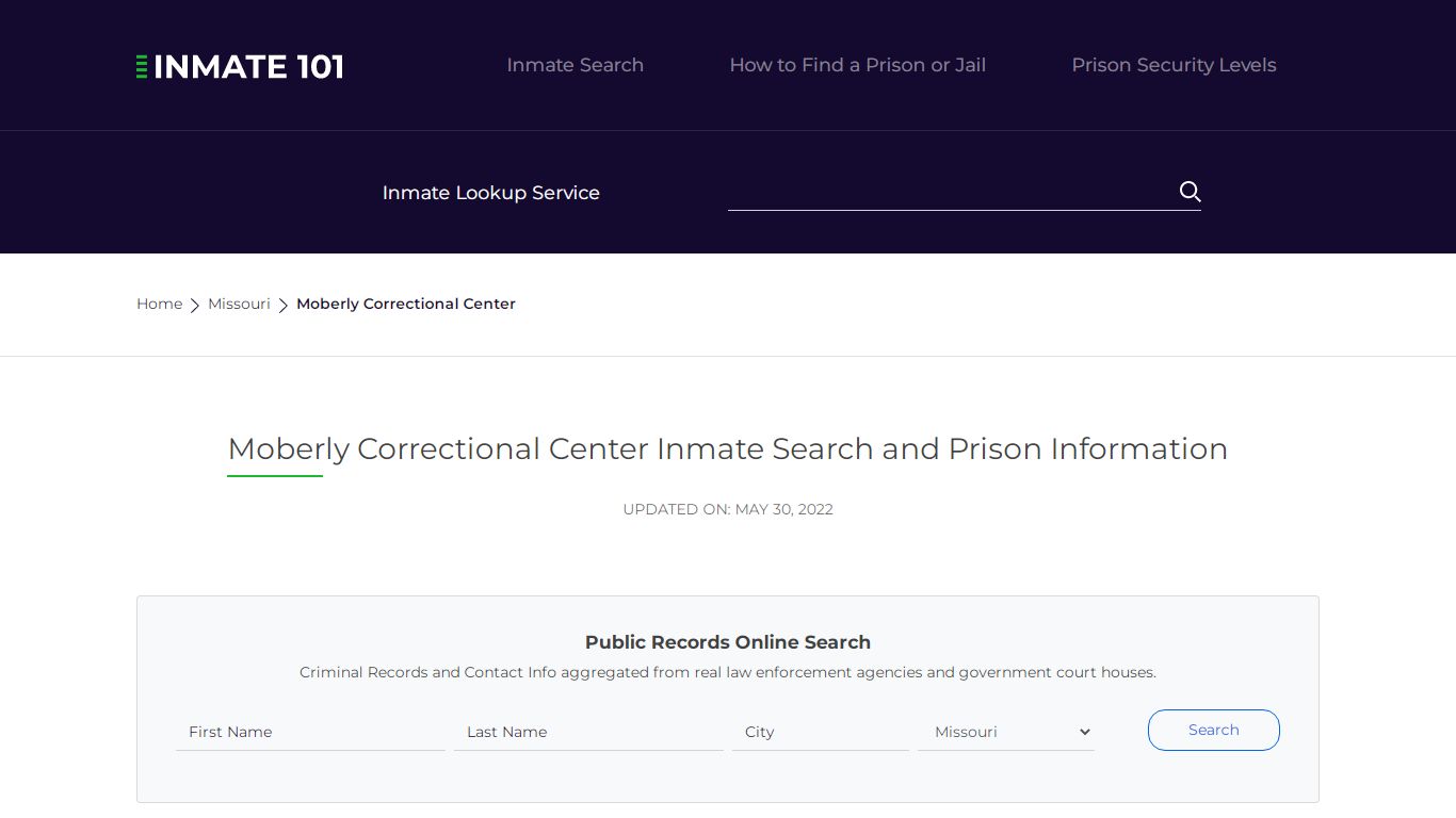Moberly Correctional Center Inmate Search, Visitation ...